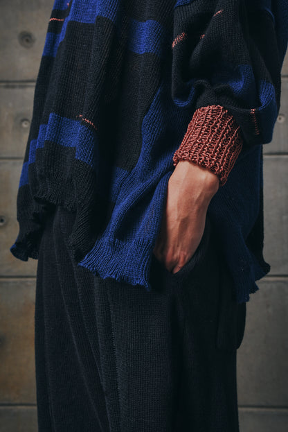 Oversized Motherboard Linen Jersey in Blue