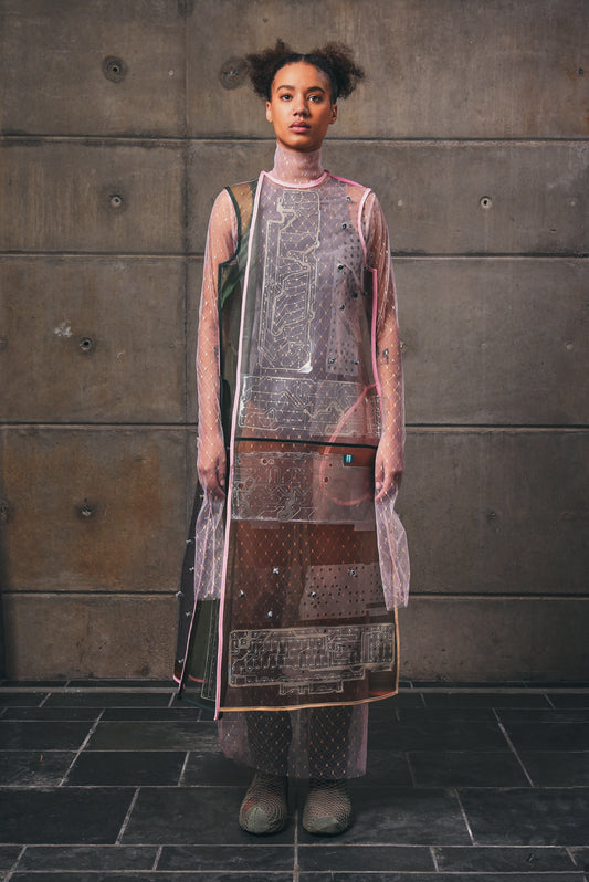 Keypad Nylon Sculpted Dress