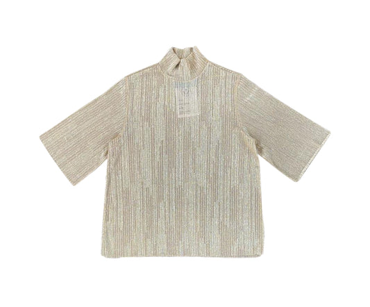 Shimmery Gold & Beige Poloneck T-shirt
