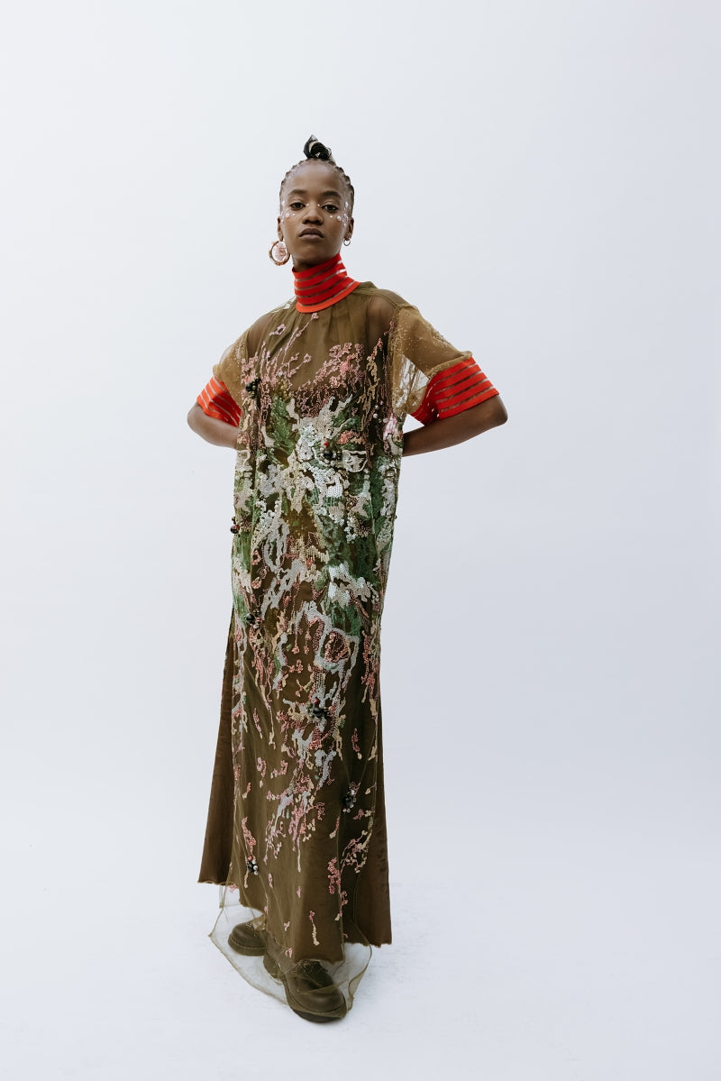 Hand Beaded 'Nebula' T-shirt Dress – Viviers Studio