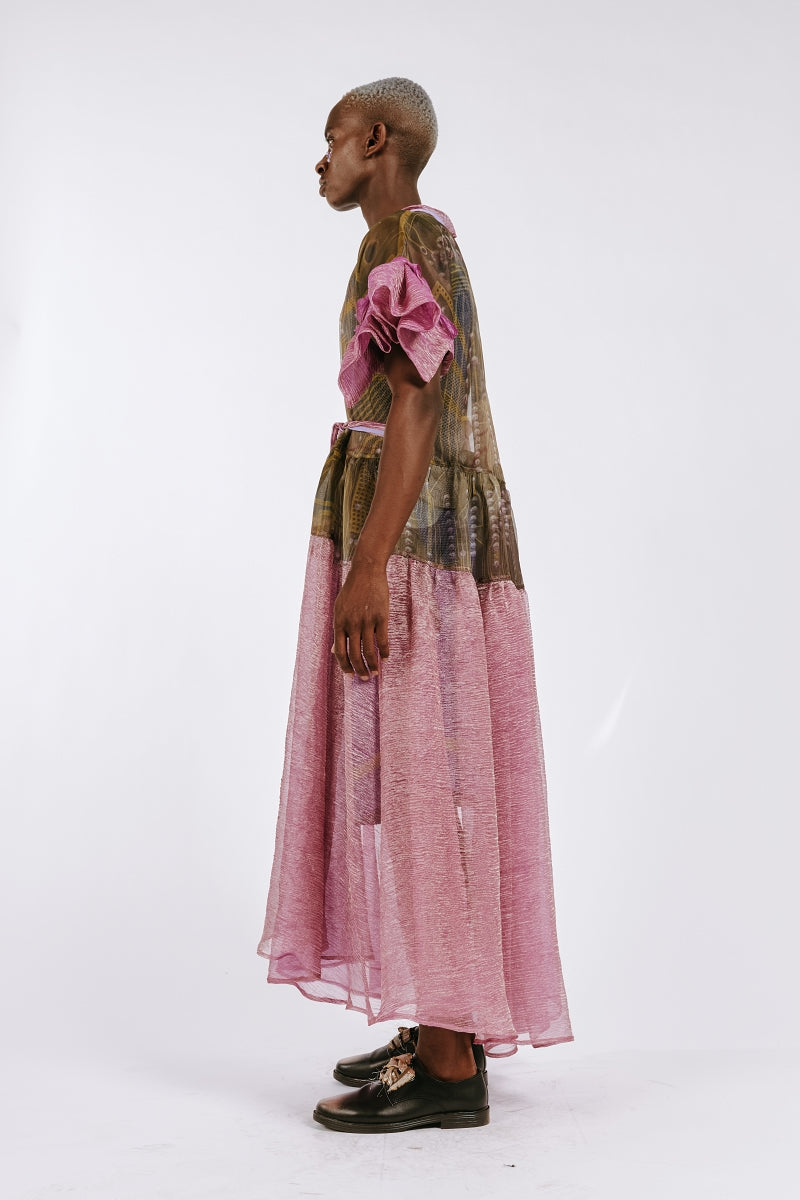 'Transient' Silk Organza Wrap Maxi Dress