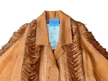 Erosian Artisanal Raffia Raglan Coat